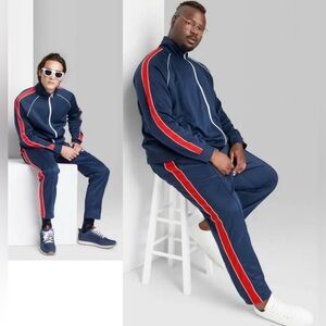 NWT ORIGINAL USE TRACKSUIT 4XLT. IN ORIGINAL PACKAGING. RED/BLUE/WHITE